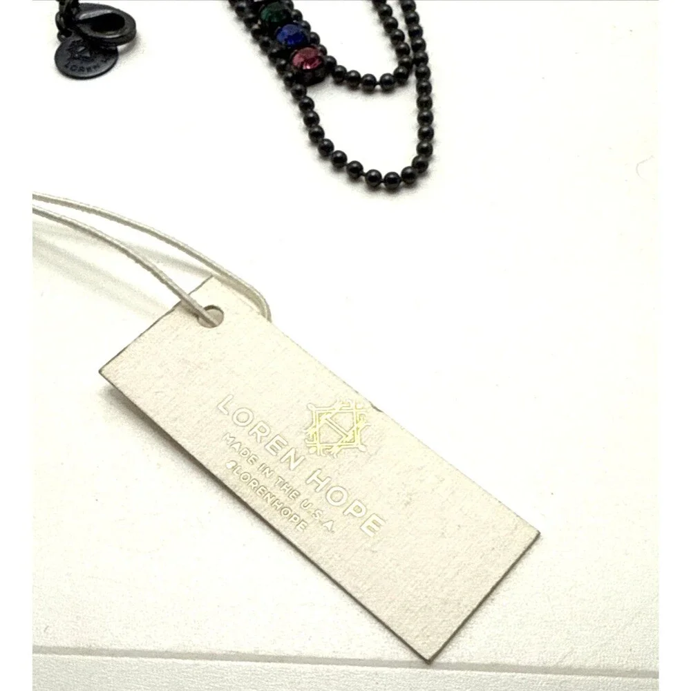 New LOREN HOPE Multicolor Crystal Rhinestone Y-Drop Necklace 18-20